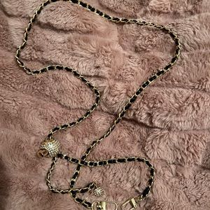New Gold and black adjustable crossbody chain with rhinestones